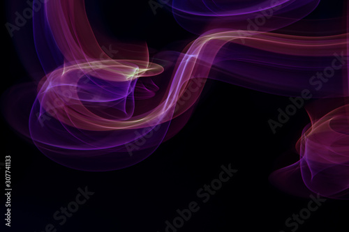 Chaotic movement of different bands on a black background