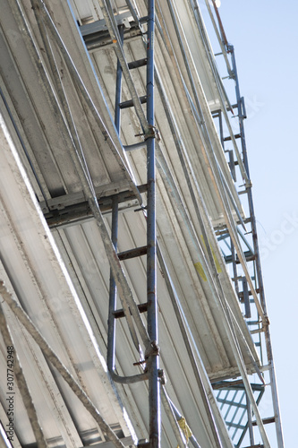 Construction scaffolding on a building facade
