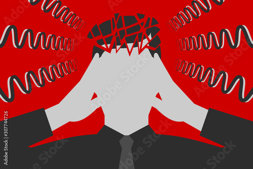 Man is suffering from headache caused by stress