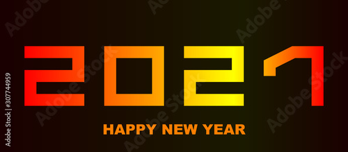 Happy New Year 2021 - greeting card, flyer, poster, invitation - square font, warn numbers - vector