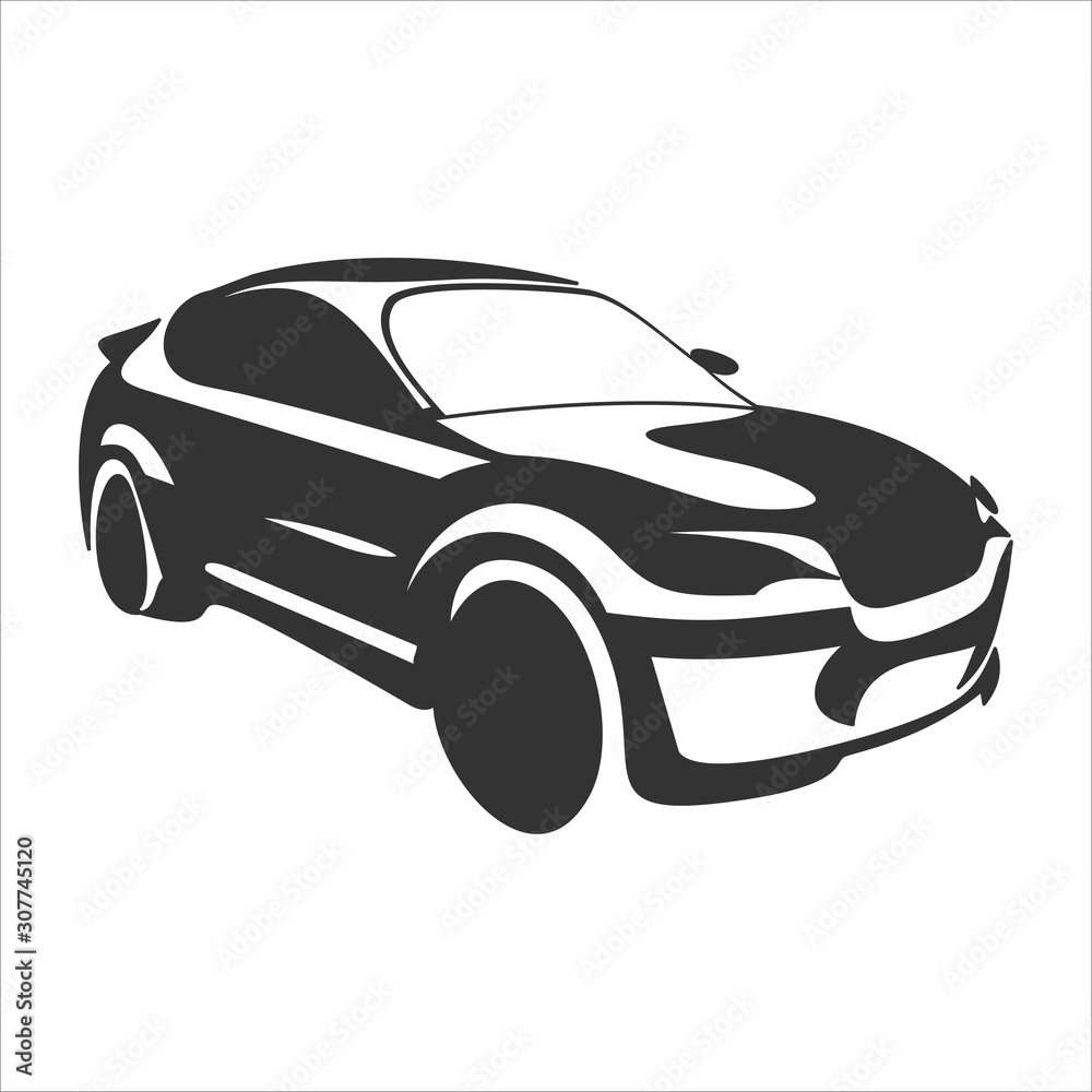 drawing of motor car.Vector illustration.