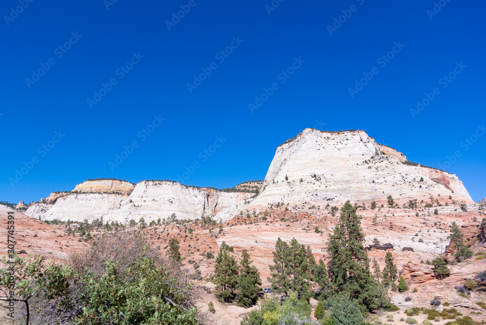 ZION, Utah/ united states of America-October 3rd 2019: landscape with erosion along ZION MOUNT CAMEL HIGHWAY