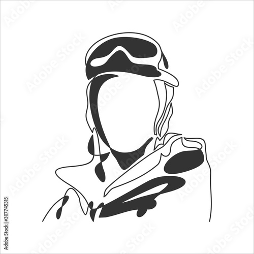 Snowboarder head.Vector illustration.