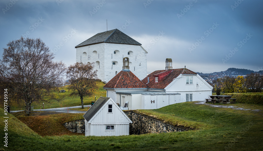 Kristiansten fortress white building in Trondheim, Norway Kristiansten fortress white building in Trondheim, Norway