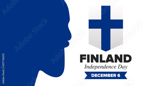 Independence Day in Finland. National happy holiday, celebrated annual in December 6. Finland flag. Patriotic elements. Poster, card, banner and background. Vector illustration