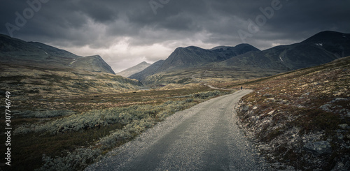 Traveling to Rondane National Park, road motive.
