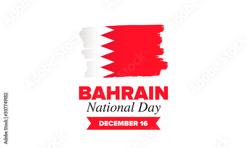 National Day in Bahrain. National happy holiday, celebrated annual in December 16. Bahrain flag. Patriotic elements. Poster, card, banner and background. Vector illustration