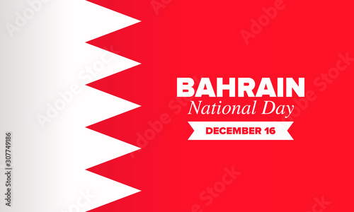 National Day in Bahrain. National happy holiday, celebrated annual in December 16. Bahrain flag. Patriotic elements. Poster, card, banner and background. Vector illustration