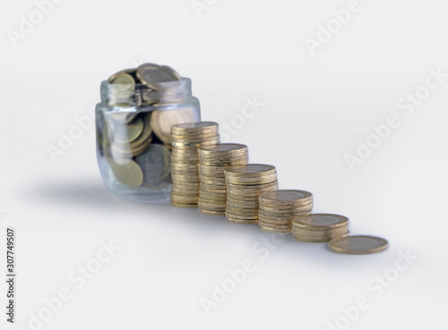 Rising coins, Pile of mixed iron money coins background