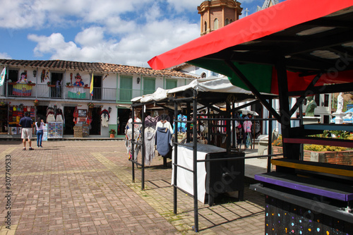 Traditional market with traditional clothes of Colombia