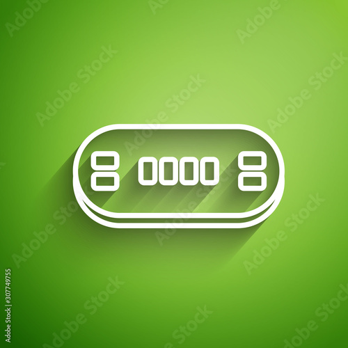 White line Poker table icon isolated on green background. Vector Illustration