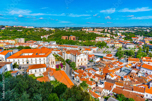 Aerial view of cityscape and cathedral of Leiria, Portugal photo