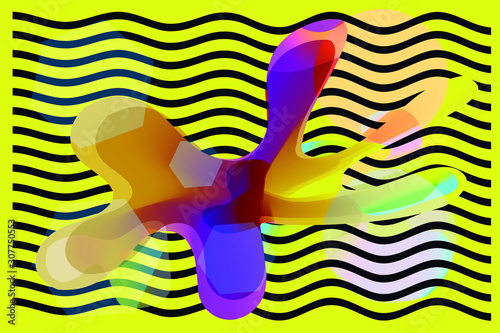 repetition of overlapping shapes on a yellow background