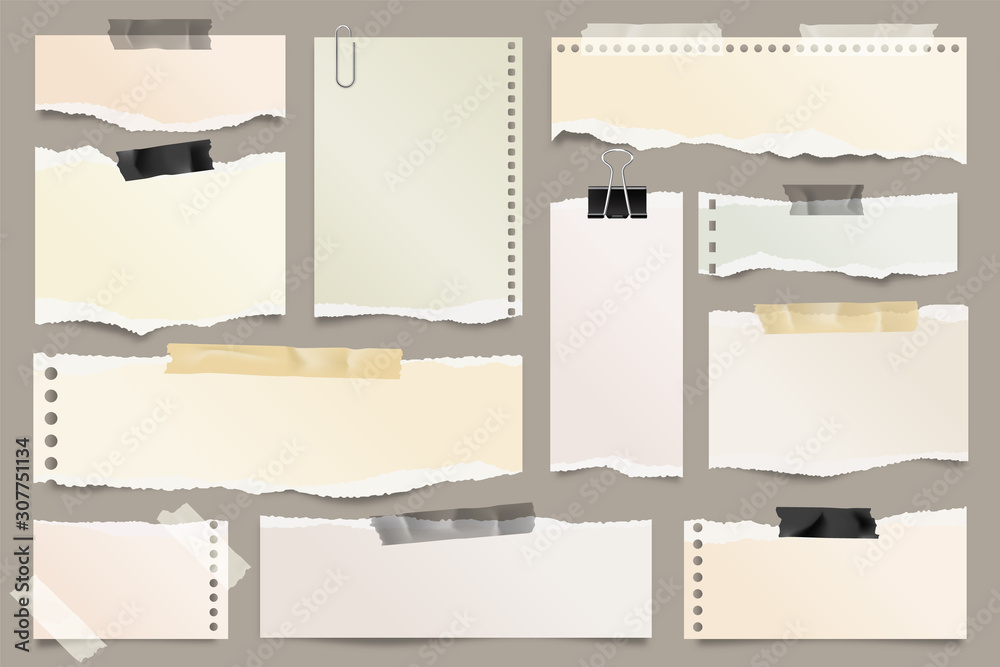Colored ripped paper strips collection. Realistic paper scraps with ...
