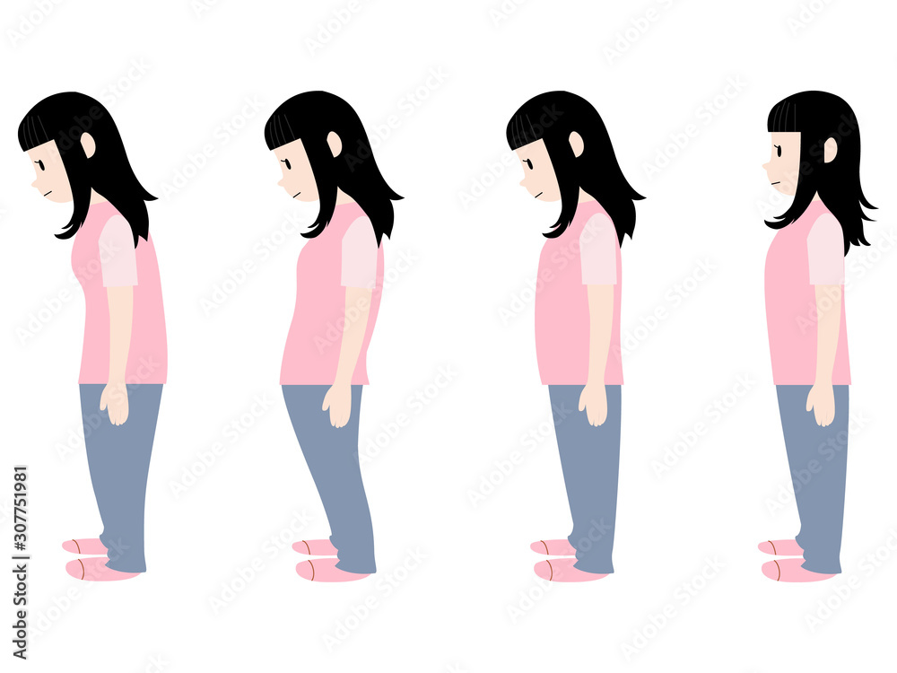 Obraz premium いい姿勢と悪い姿勢のイラスト