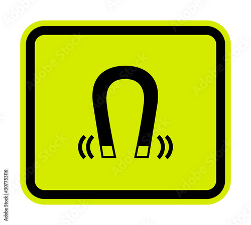 Beware Magnetic Field Symbol Sign Isolate On White Background,Vector Illustration EPS.10