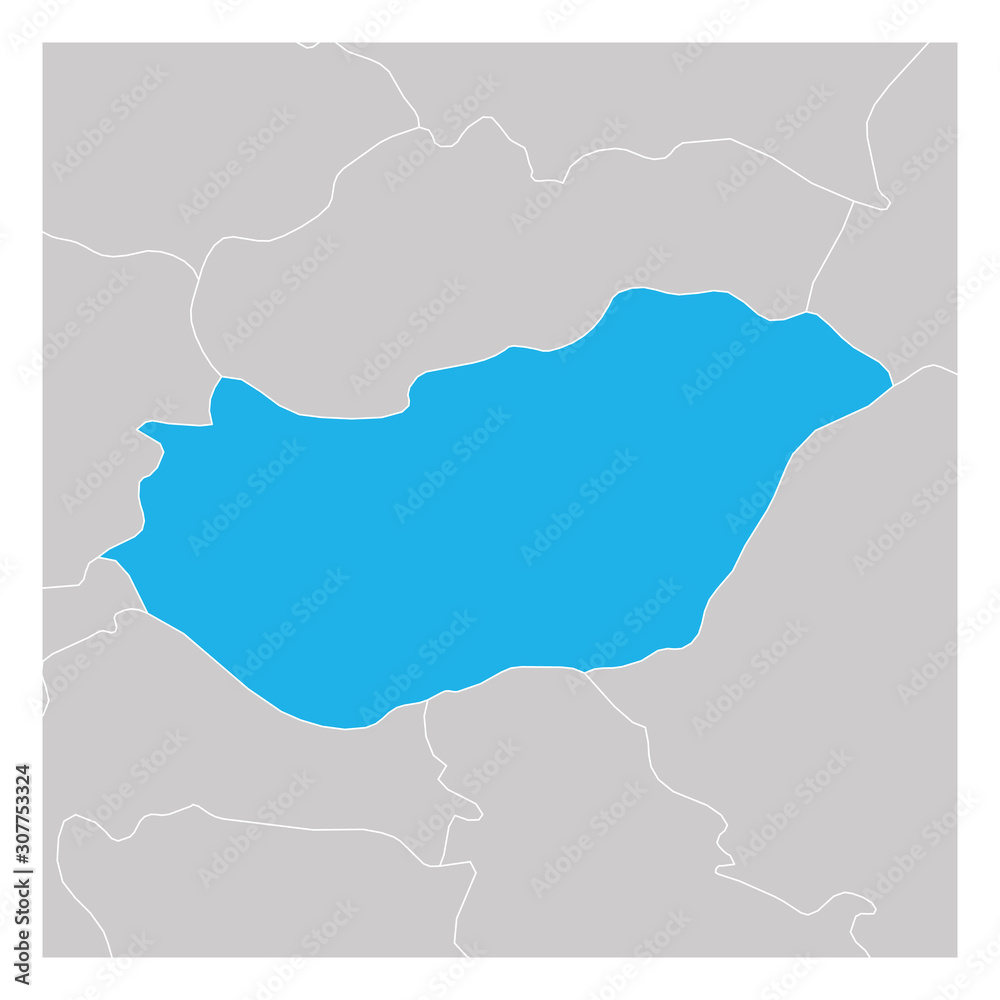 Map of Hungary green highlighted with neighbor countries