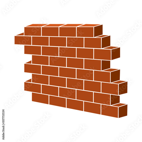 3D brick wall vector illustration