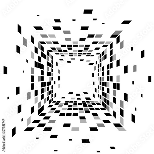 Black pixel tunnel vector design
