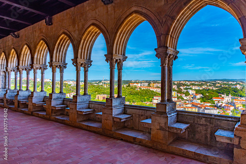 View of Leiria through arcade of the local castle, Portugal photo