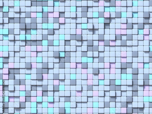 Abstract geometric four pastel color Squares background 3D