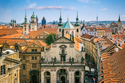 Aerial panorama of Prague, Czechia