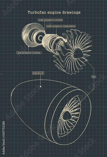 Turbofan engine drawings
