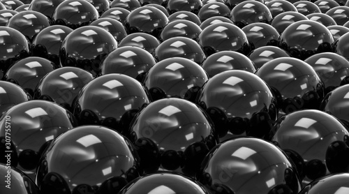 Abstract organic black balls structure background texture 3d render illustration