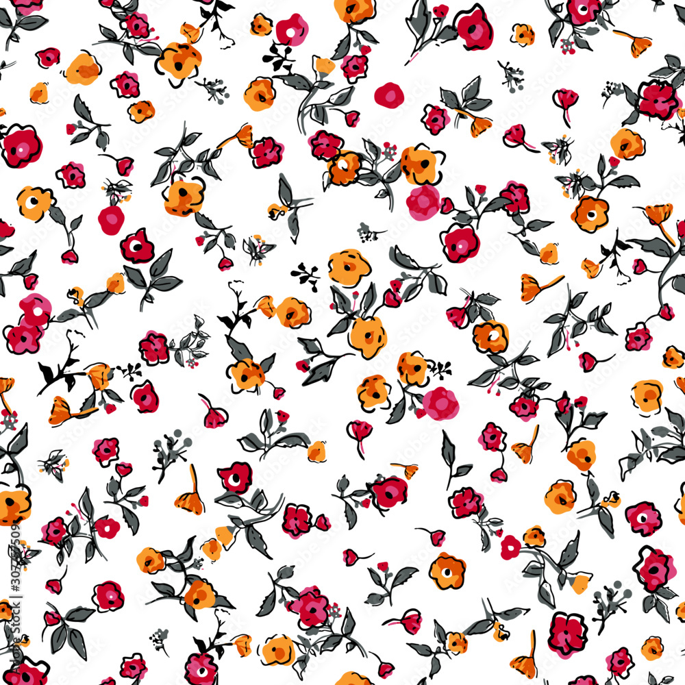 beautiful vector floral seamless pattern. Abstract print with leaves and flowers beautiful vector floral seamless pattern. Abstract print with leaves and flowers