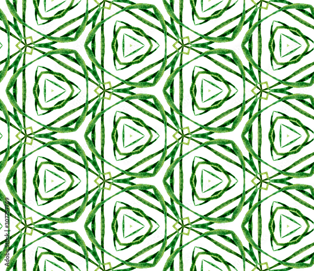 Green summer seamless pattern. Hand drawn watercol