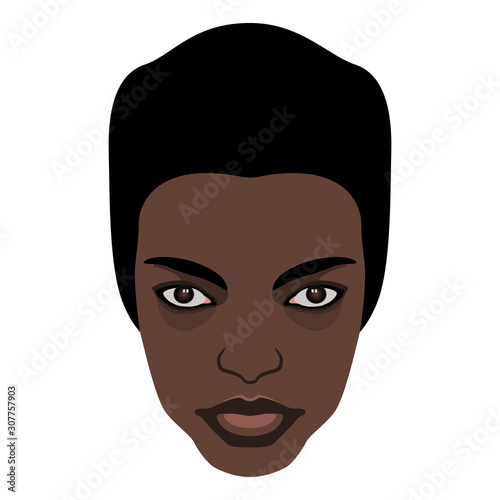 Stylized face of a beautiful black skinned girl.