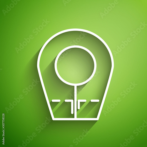 White line Diving hood icon isolated on green background. Spearfishing hat winter swim hood. Diving underwater equipment. Vector Illustration