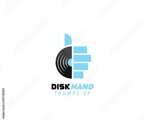 Disk thumps up logo - illustration