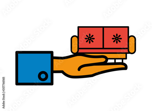 sofa livingroom forniture isolated icon