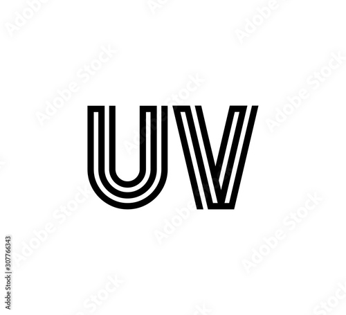 Initial two letter black line shape logo vector UV