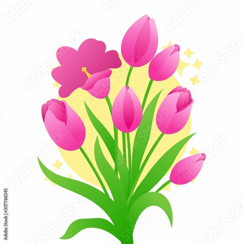 Fototapeta Naklejka Na Ścianę i Meble -  Illustration of Beautiful Pink Flower, Flat Design