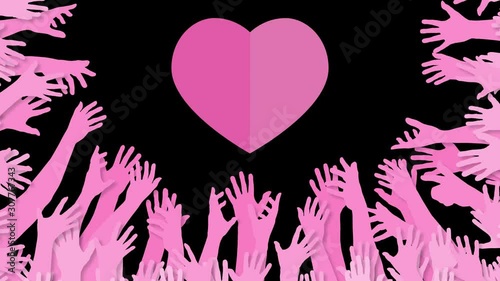 Pink hands and pink heart