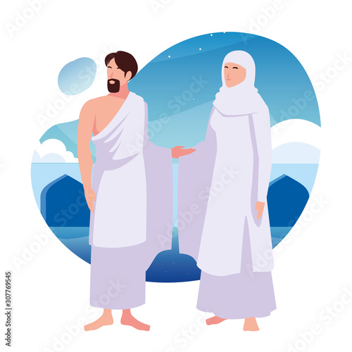 couple of people pilgrims hajj , day of Dhul Hijjah