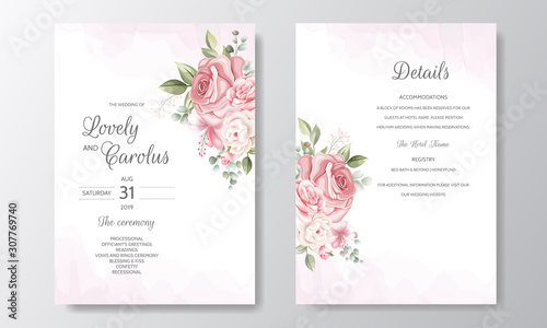 Beautiful Floral Wreath Wedding Invitation Card Template
