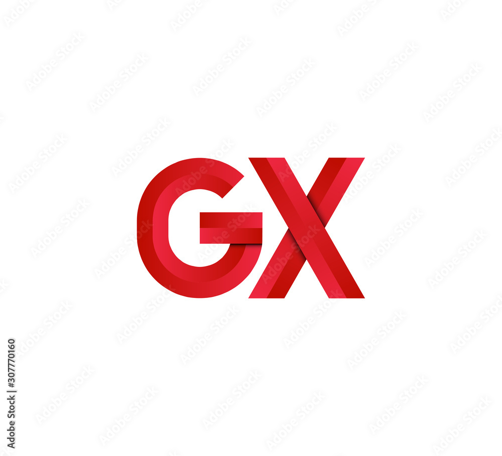 Initial two letter red 3D logo vector GX Initial two letter red 3D logo vector GX