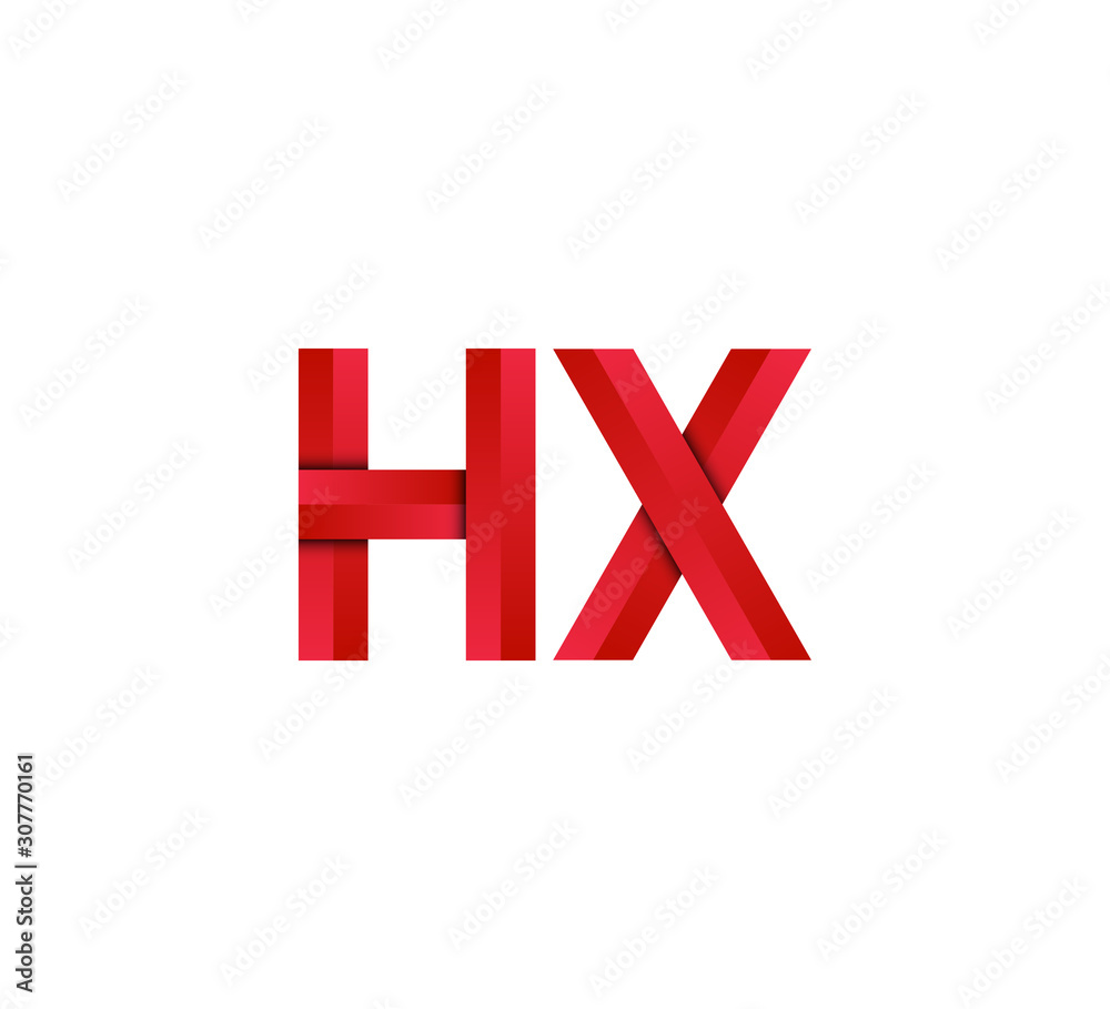 Initial two letter red 3D logo vector HX Initial two letter red 3D logo vector HX