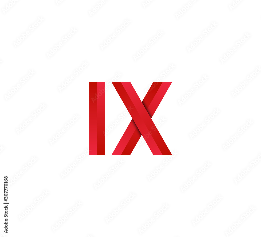Initial two letter red 3D logo vector IX Initial two letter red 3D logo vector IX