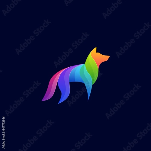 Wolf Colorful illustration design vector template.