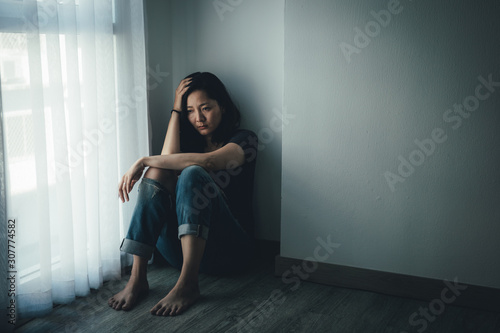 Фотография panic attacks alone young woman sad fear stressful depressed emotion