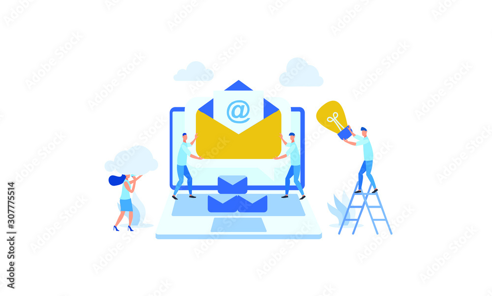 illustration of email services with tiny people.flat design. Suitable For Wallpaper, Background, Card,banner, Book Illustration, Web Landing Page illustration of email services with tiny people.flat design. Suitable For Wallpaper, Background, Card,banner, Book Illustration, Web Landing Page