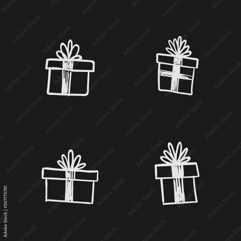 Gift box doodles. Christmas presents hand drawn illustration. Gift box doodles. Christmas presents hand drawn illustration.