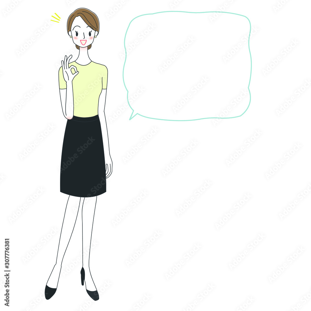 エステティシャン・美容スタッフと吹き出しのイラスト エステティシャン・美容スタッフと吹き出しのイラスト