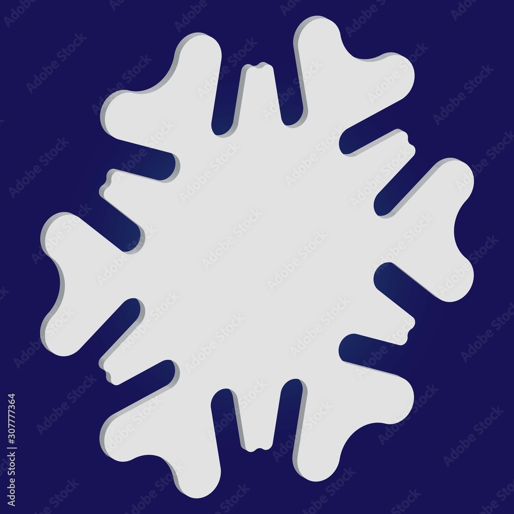 Cute snowflake with shadow on blue background. Cute snowflake with shadow on blue background.