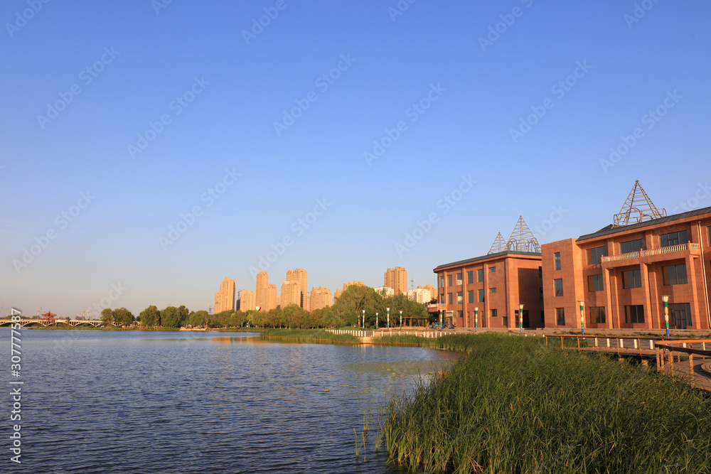 Obraz premium Waterfront Park Scenery, Tangshan City, China