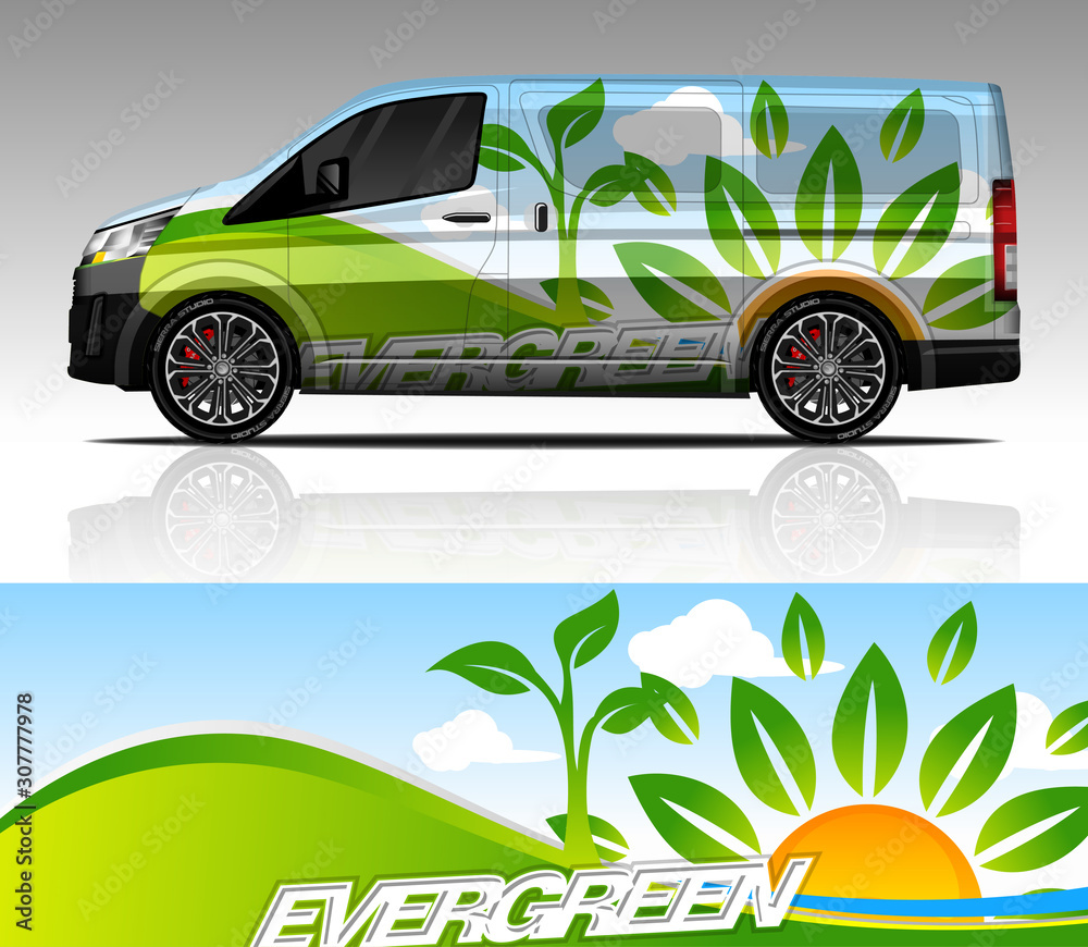Car wrap decal Van design vector, for advertising or custom livery WRC  style, race rally car vehicle sticker and tinting custom. Toyota Hiace.  Stock Vector | Adobe Stock